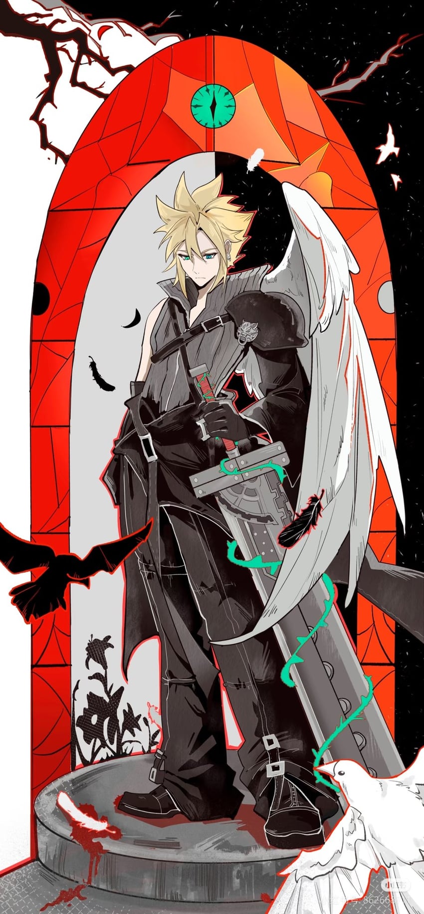 cloud strife (final fantasy and 2 more) drawn by yincloudsc