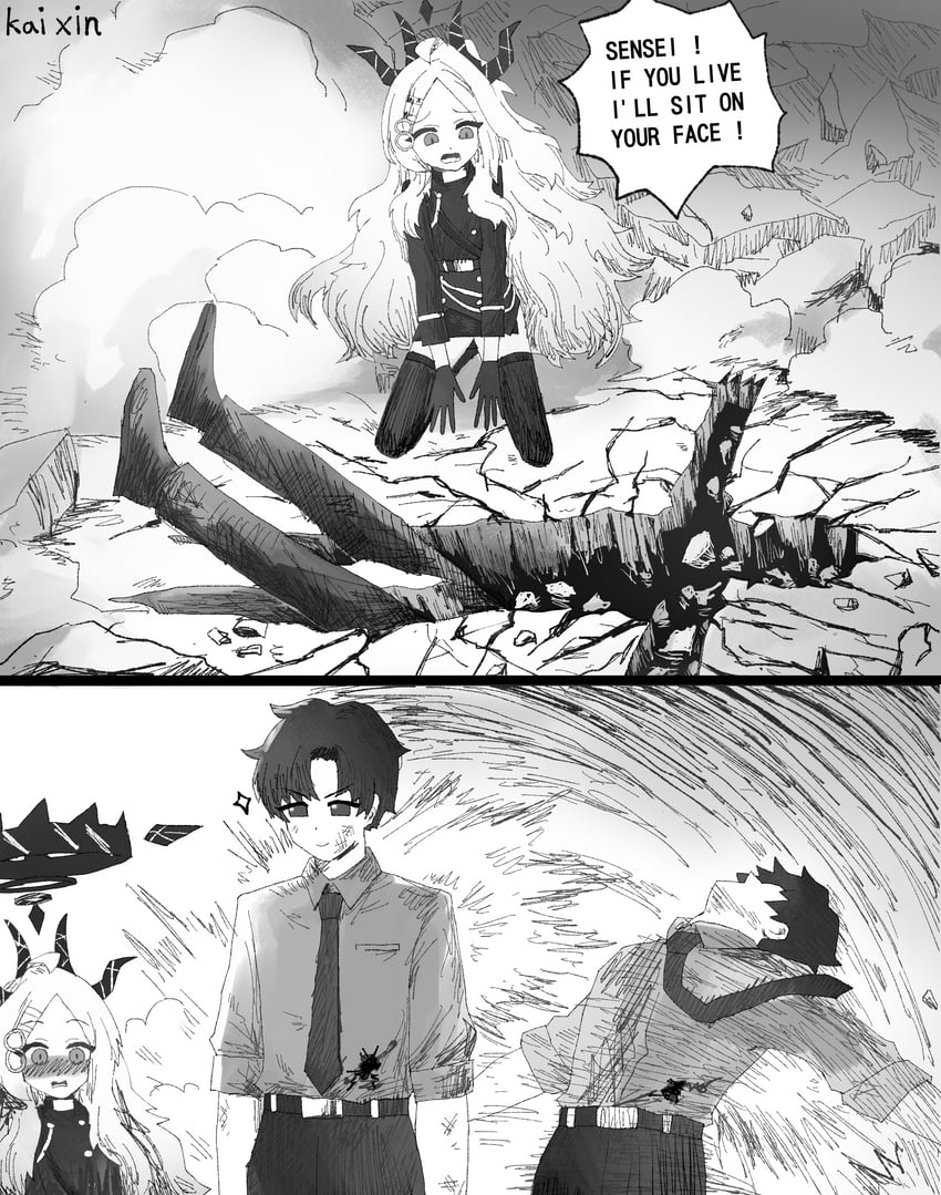 sensei and hina (blue archive and 1 more) drawn by kai_xin