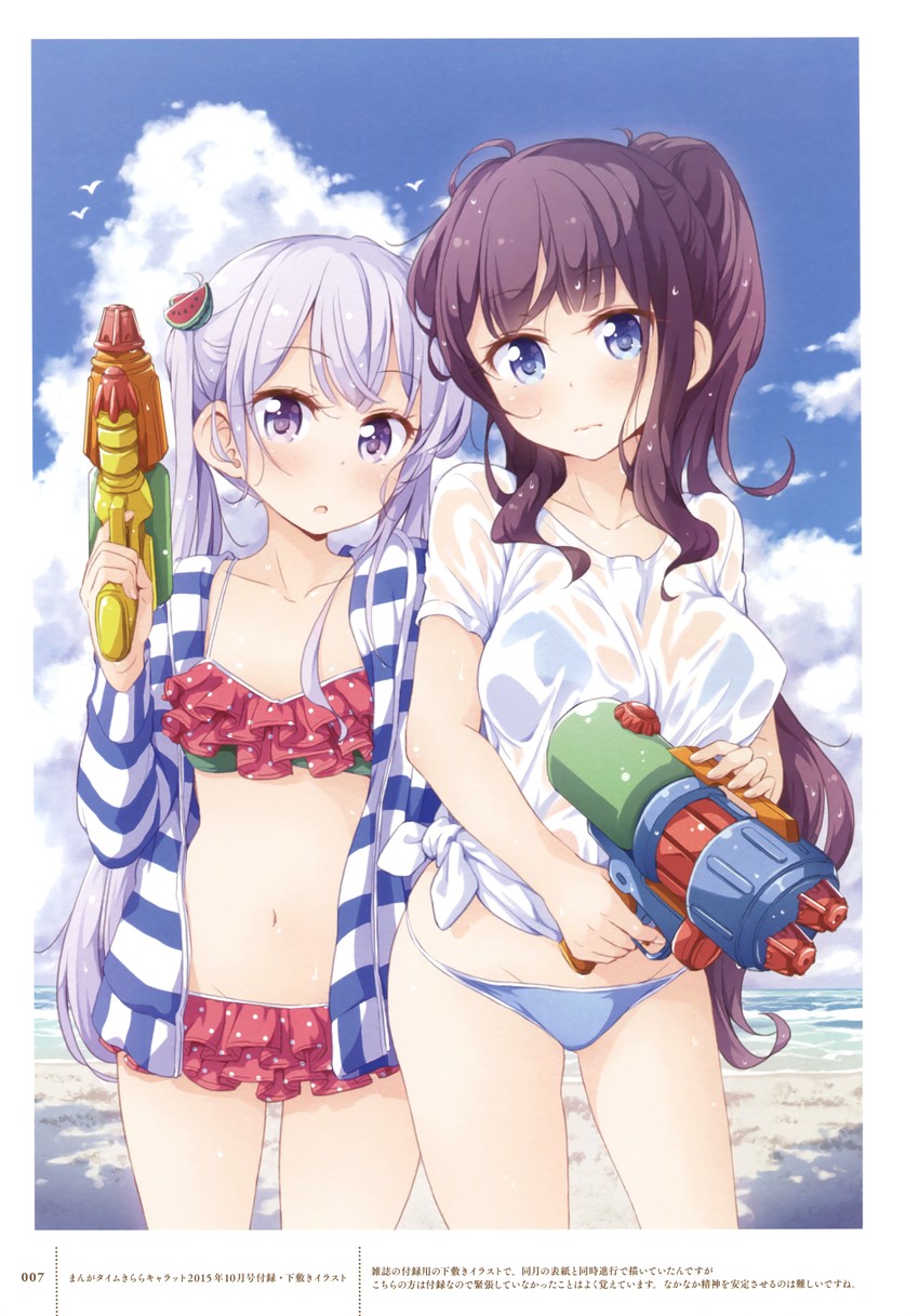 suzukaze aoba and takimoto hifumi (new game!) drawn by tokunou_shoutarou