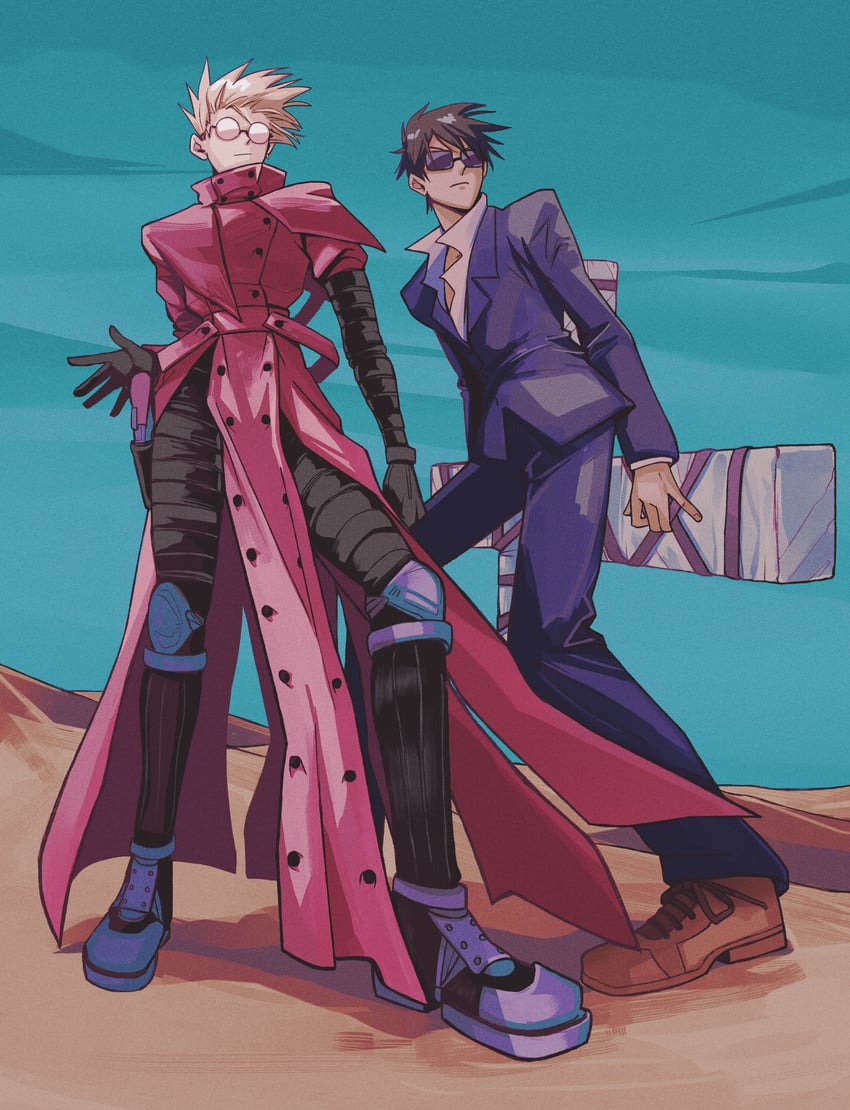 vash the stampede and nicholas d. wolfwood (trigun) drawn by florbetriz