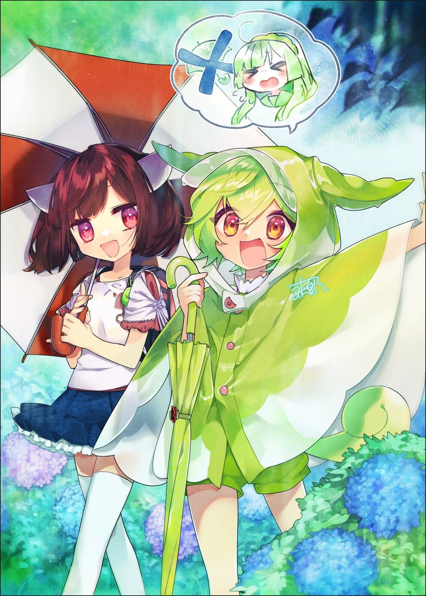 touhoku kiritan, zundamon, and touhoku zunko (voiceroid and 1 more) drawn by ume_(pickled_plum)