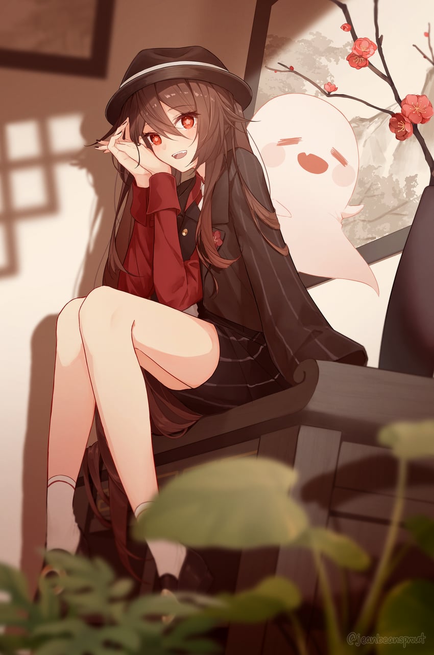 hu tao and boo tao (genshin impact) drawn by jeanbeansprout