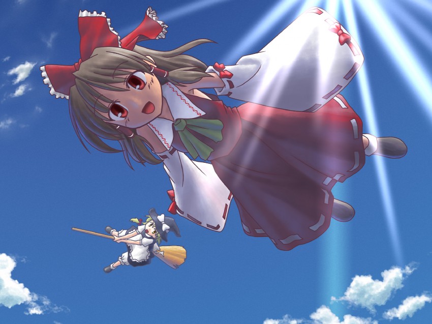 hakurei reimu and kirisame marisa (touhou) drawn by des_(namaasi)