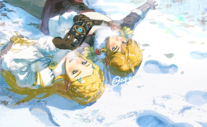 link and princess zelda (the legend of zelda and 1 more) drawn by ling5707