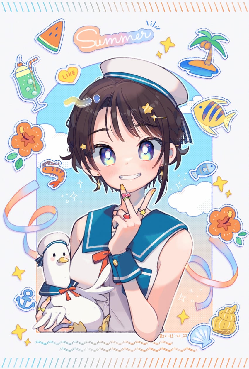 oozora subaru and subaru duck (hololive) drawn by kingyo_(g-fish)