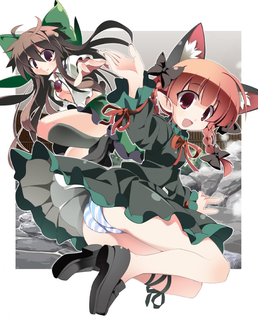 kaenbyou rin and reiuji utsuho (touhou) drawn by tomatomato_(tomato_kanzume)