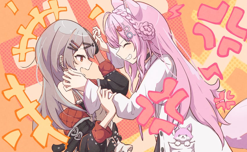 sakamata chloe, hakui koyori, and kokoro (hololive) drawn by oki_no_fuji