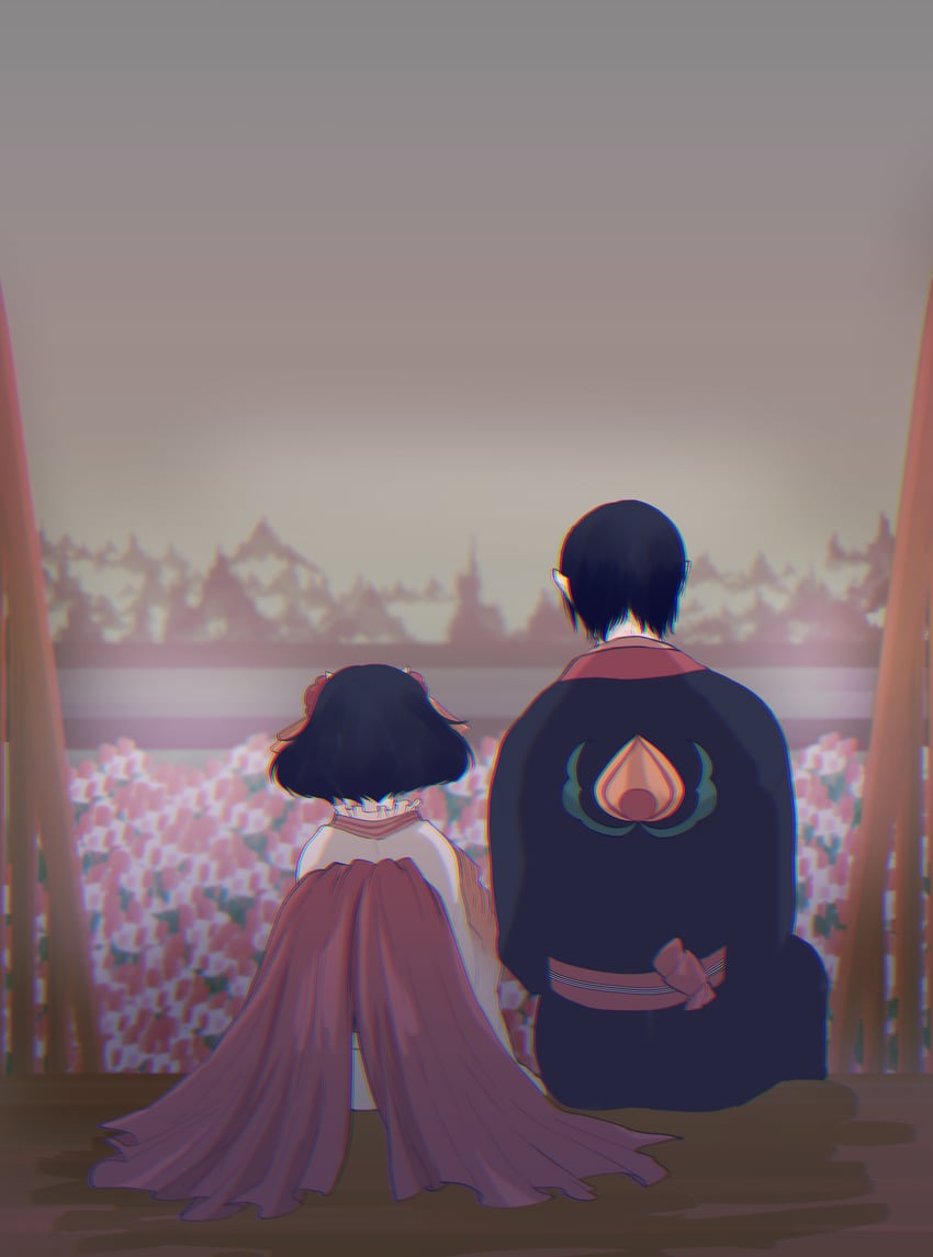 hoozuki and peach maki (hoozuki no reitetsu) drawn by hoicyo