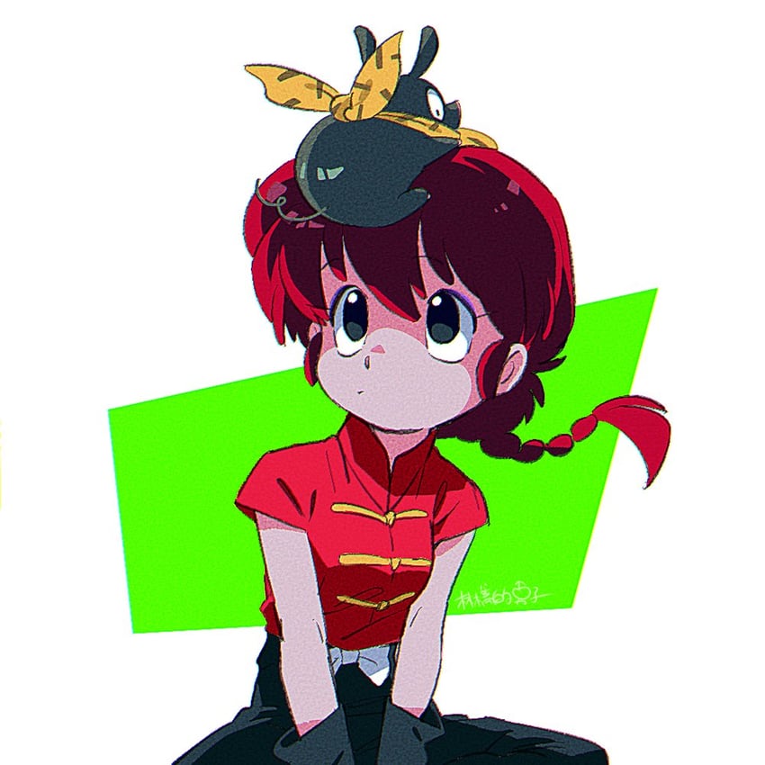 ranma-chan and p-chan (ranma 1/2) drawn by apple-boy