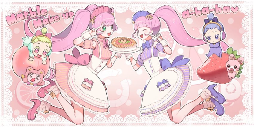 manaka laala, manaka non, kuma, usacha, janis, and 2 more (pretty series and 1 more) drawn by toranoe