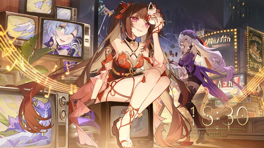sparkle, robin, black swan, and clockie (honkai and 1 more) drawn by kuroduki