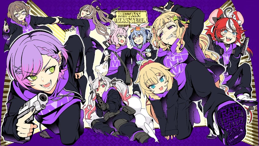 usada pekora, nanashi mumei, tokoyami towa, hakos baelz, nakiri ayame, and 4 more (hololive and 3 more) drawn by tataki_tuna