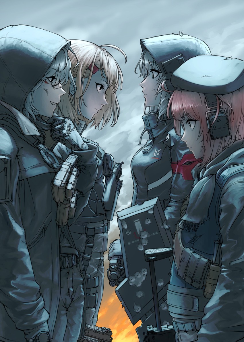 mp7, sl8, ksg, and acr (girls' frontline) drawn by mji_(emucchi)