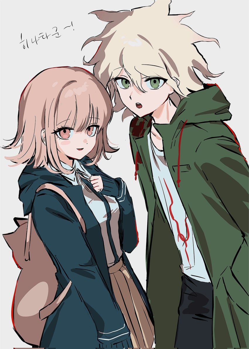 nanami chiaki and komaeda nagito (danganronpa and 1 more) drawn by ttoast_tt