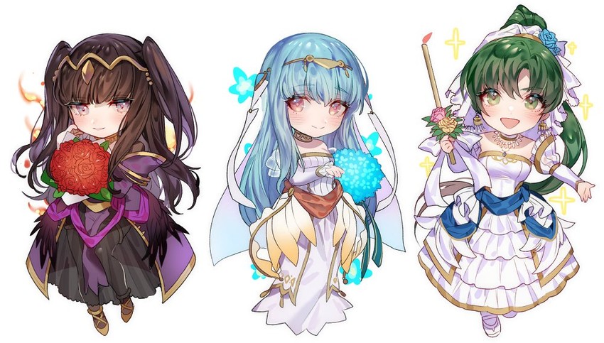 tharja, ninian, and lyn (fire emblem and 3 more) drawn by zuizi