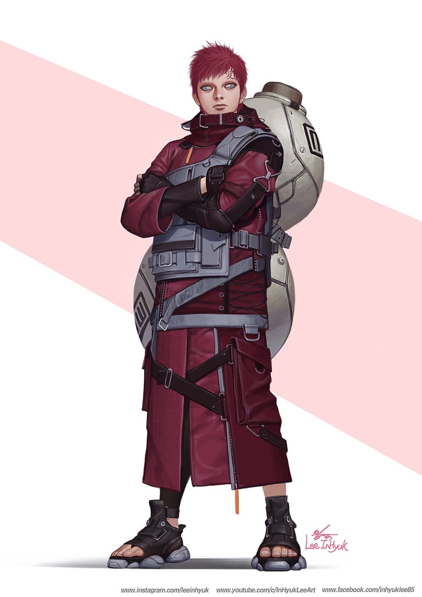 gaara (naruto and 1 more) drawn by in-hyuk_lee