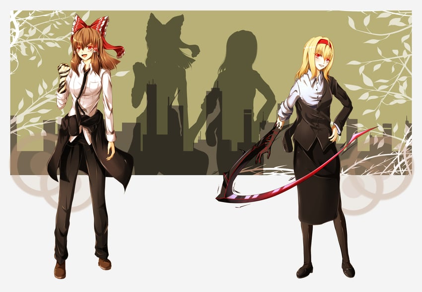 hakurei reimu, alice margatroid, kanna, and hinase (touhou and 3 more) drawn by sakuna_brownie