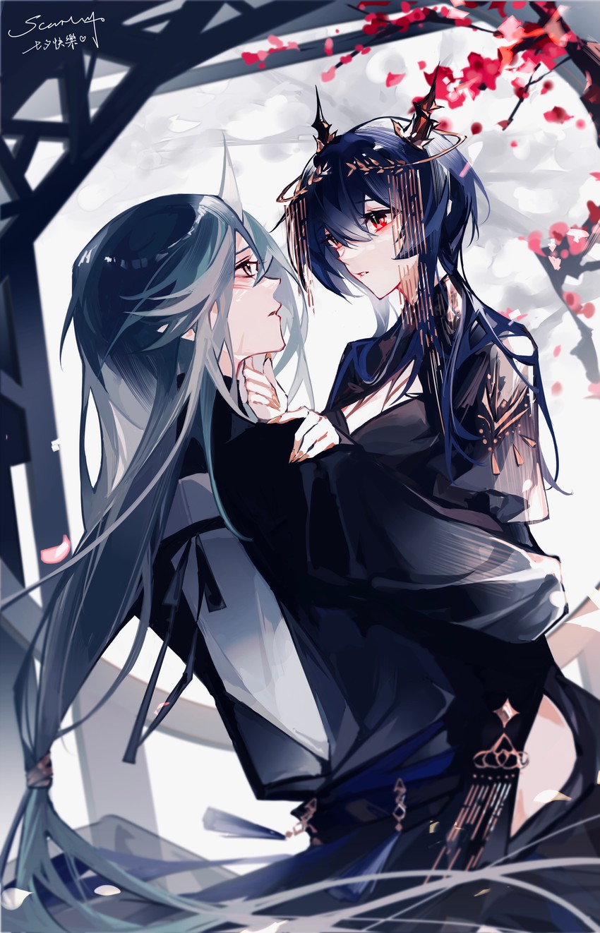 hoshiguma and ch'en (arknights and 1 more) drawn by scarlett_(artist)