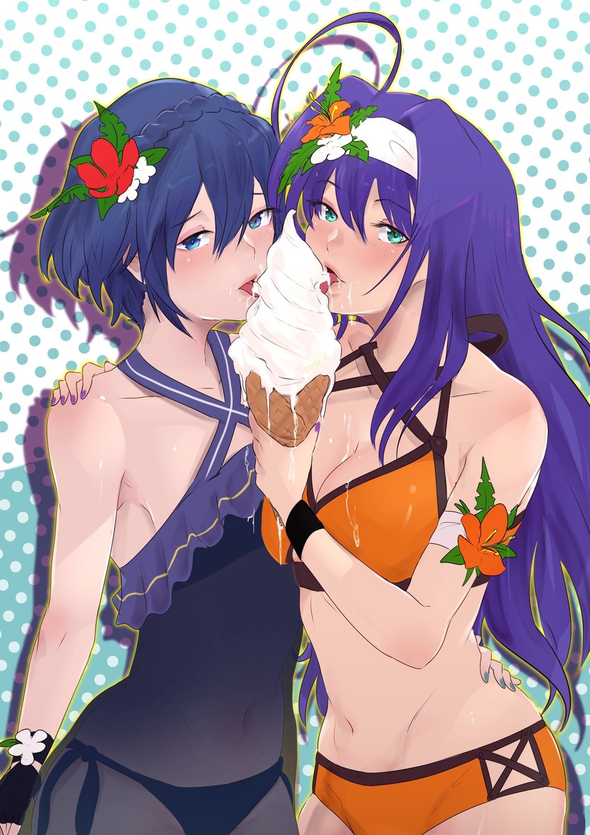 lucina and mia (fire emblem and 2 more) drawn by vialnite
