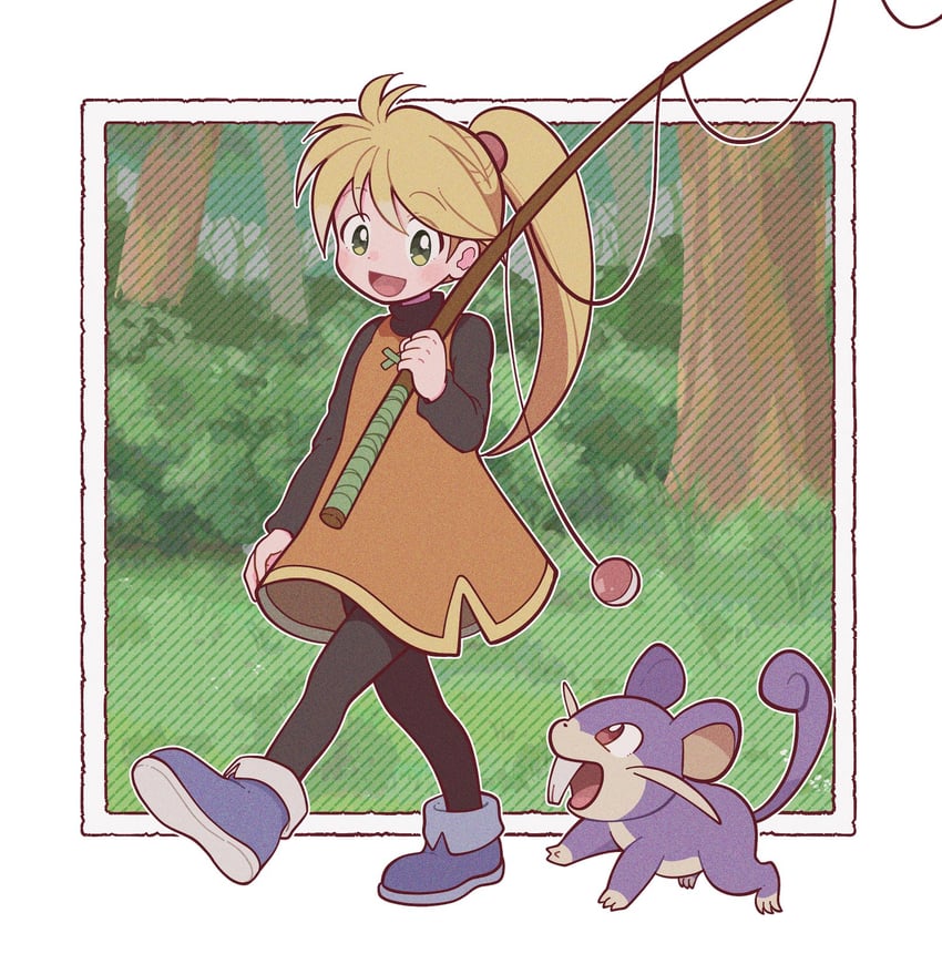 yellow and rattata (pokemon and 1 more) drawn by pon_(soy_yassa_p)