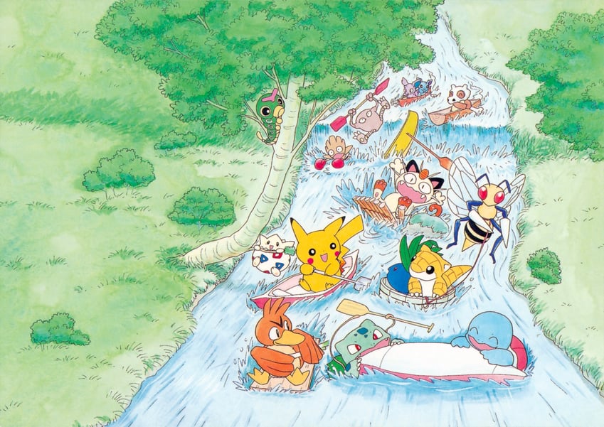 pikachu, bulbasaur, squirtle, meowth, togepi, and 9 more (pokemon) drawn by fukuyama_keiko