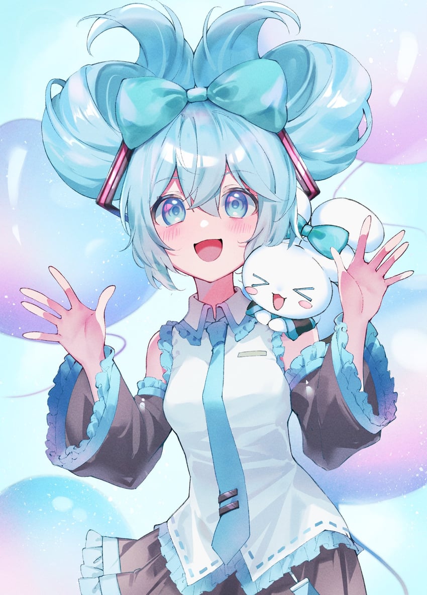 hatsune miku, cinnamoroll, and cinnamiku (vocaloid and 2 more) drawn by murumuru_(pixiv51689952)