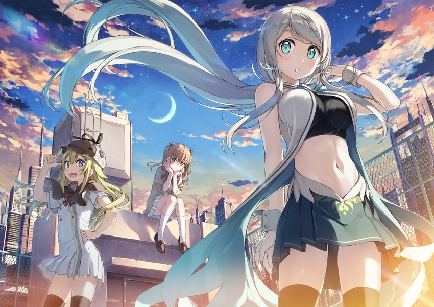 lana liddell-hart, tsukuyomi, and asakura kirika (kamisama no you na kimi e) drawn by kantoku