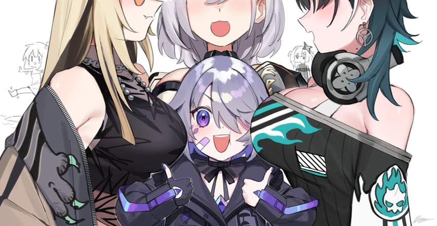 amane kanata, shirogane noel, koseki bijou, akai haato, rindo chihaya, and 1 more (hololive and 2 more) drawn by dasdokter
