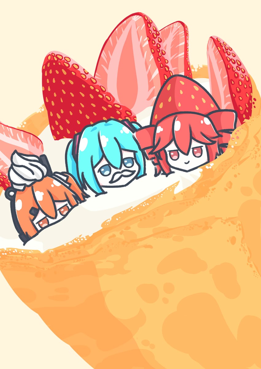 hatsune miku, kasane teto, and adachi rei (vocaloid and 2 more) drawn by cott_(cott_5)