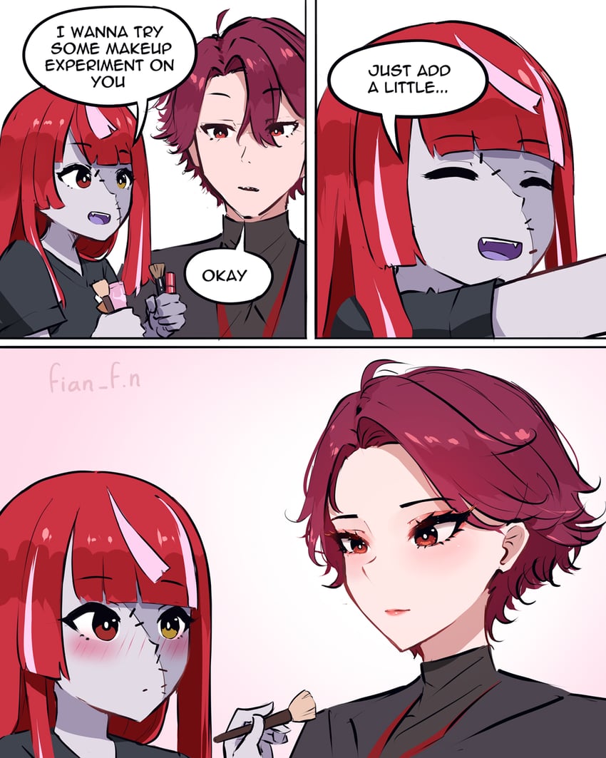 kureiji ollie and jurard t rexford (hololive and 3 more) drawn by fian_f.n