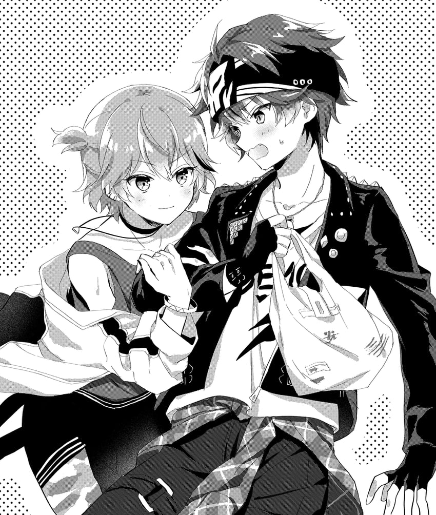 hinata mahiru and tsubaki kento (dankira!!!) drawn by riku_(melty_drop)