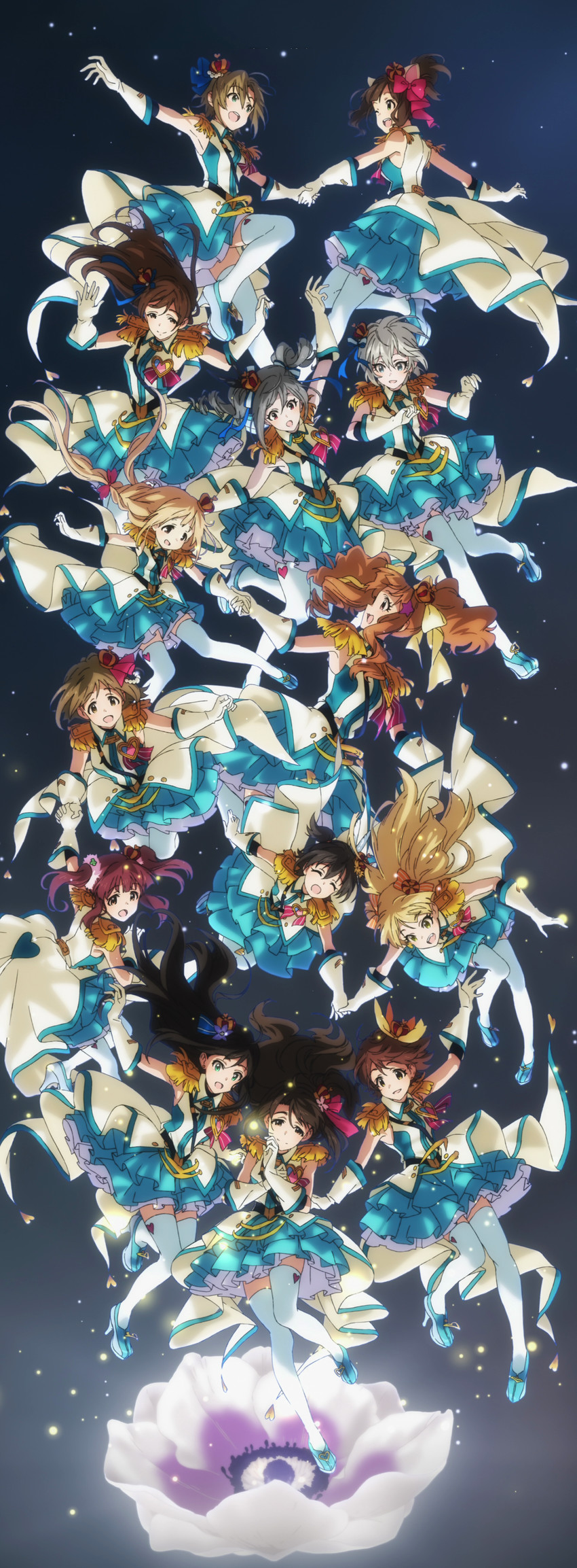 shibuya rin, shimamura uzuki, jougasaki mika, kanzaki ranko, futaba anzu, and 10 more (idolmaster and 1 more) drawn by matsuo_yuusuke, sugiyama_kazutaka, and takao_noriko