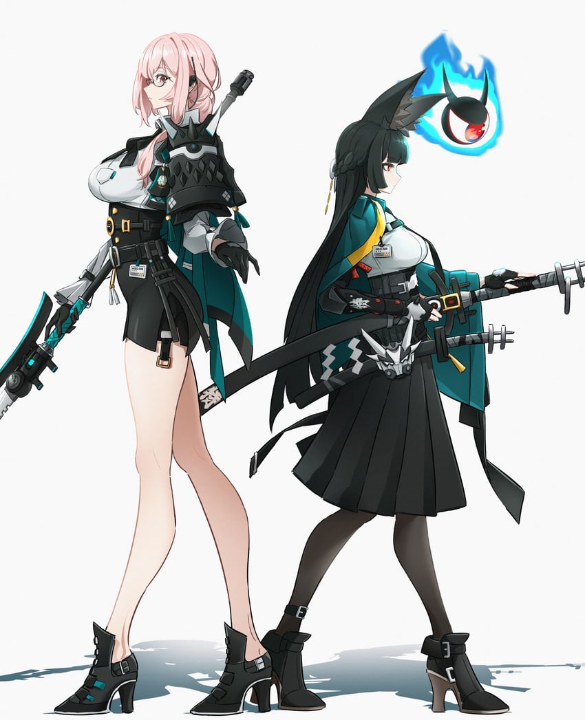 hoshimi miyabi, tsukishiro yanagi, and tailless (zenless zone zero) drawn by xm_(rvgj8487)