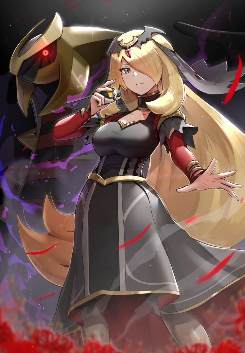 cynthia and giratina (pokemon and 1 more) drawn by gonzarez
