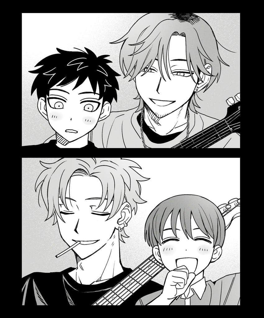 mizuo haruichi, takami kouki, takami ryuki, and mizuo haruichi's brother (futsuu no keion-bu) drawn by hotategaii