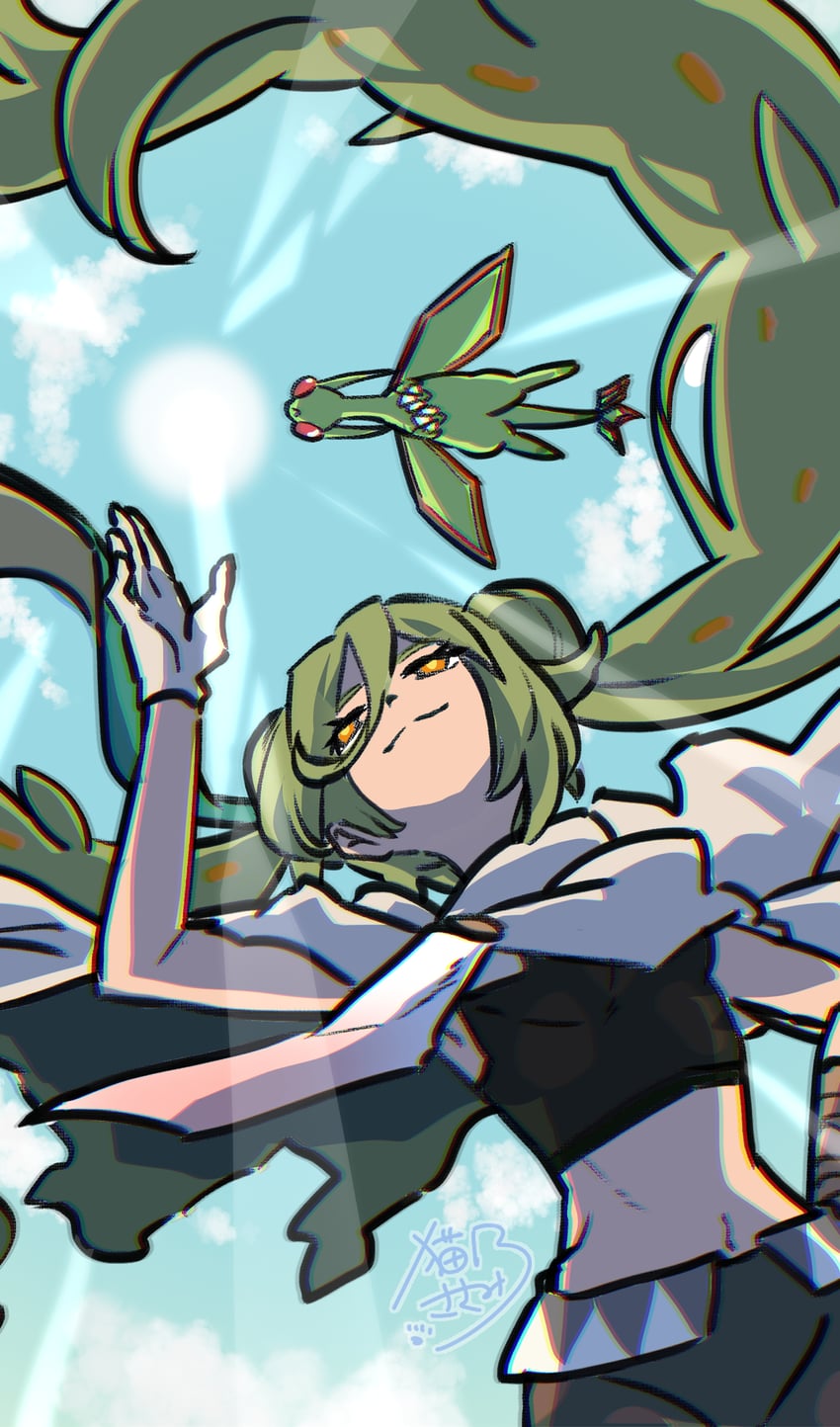 hatsune miku, flygon, and ground miku (pokemon and 2 more) drawn by sasami_642
