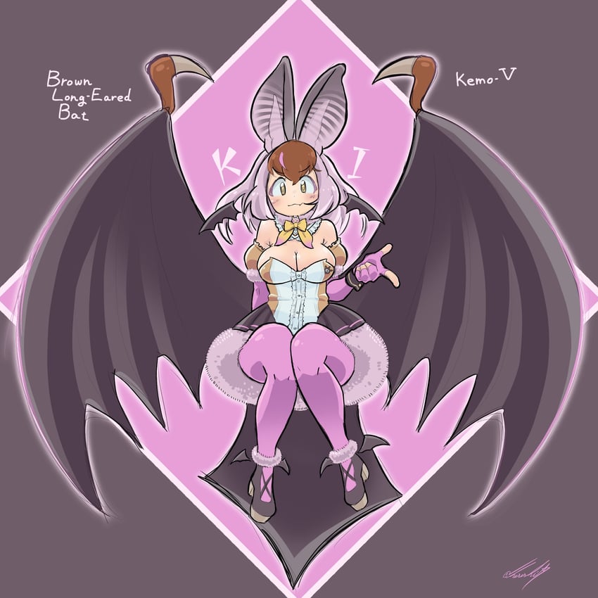 brown long-eared bat (kemono friends and 1 more) drawn by cherushi_2