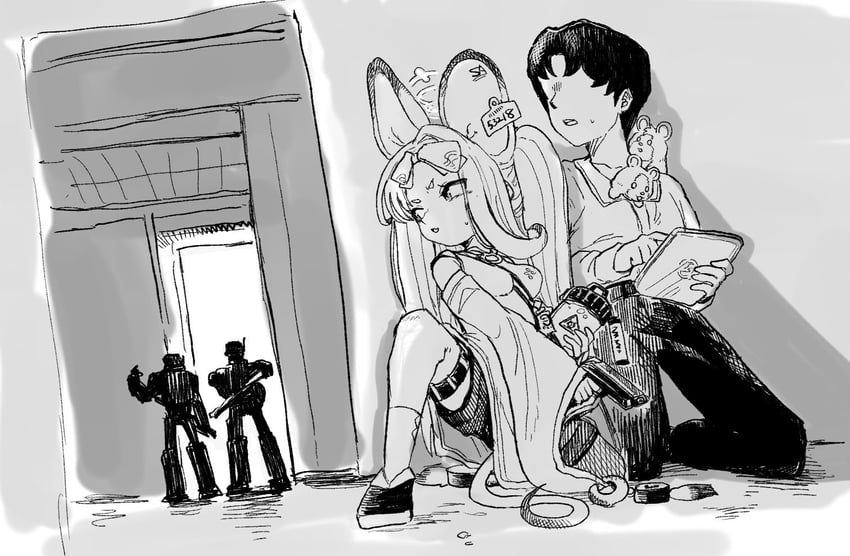 sensei, saya, and nezusuke (blue archive) drawn by user_dfxs4583