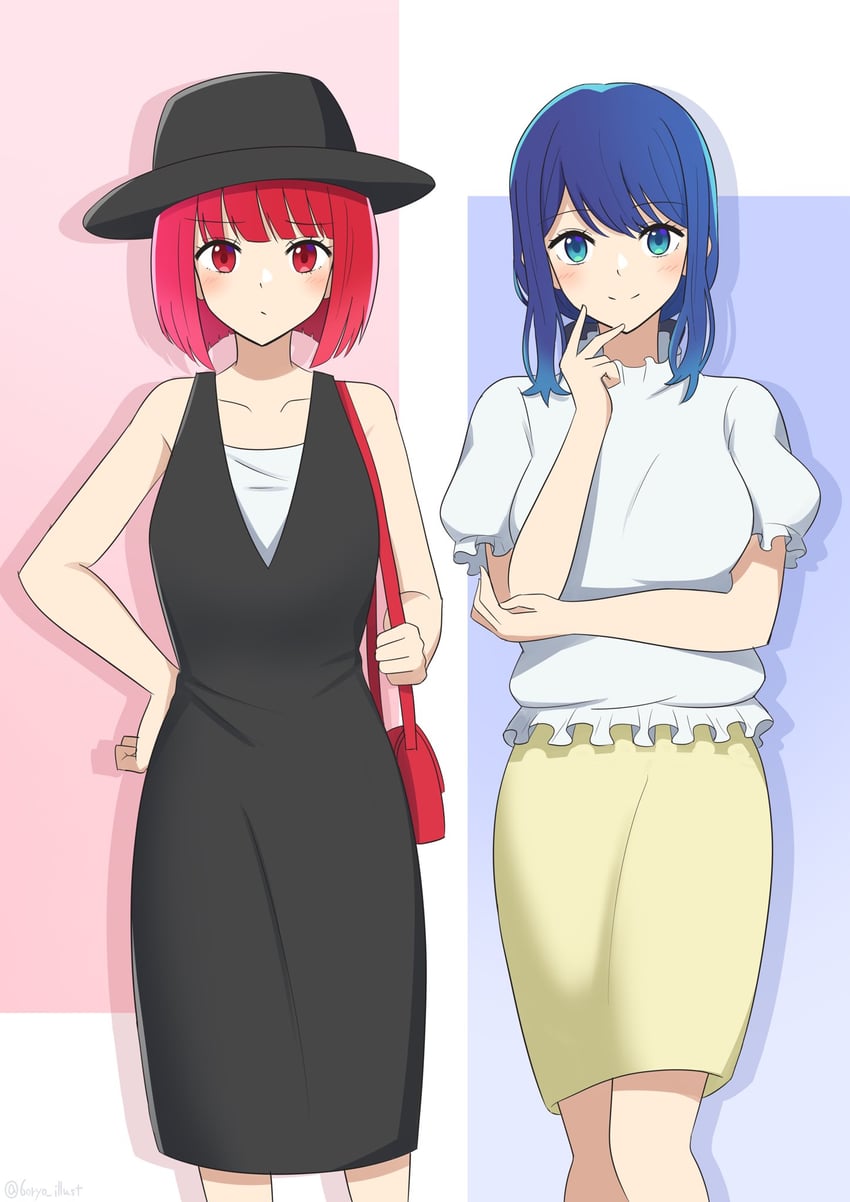 arima kana and kurokawa akane (oshi no ko) drawn by ryochan96154