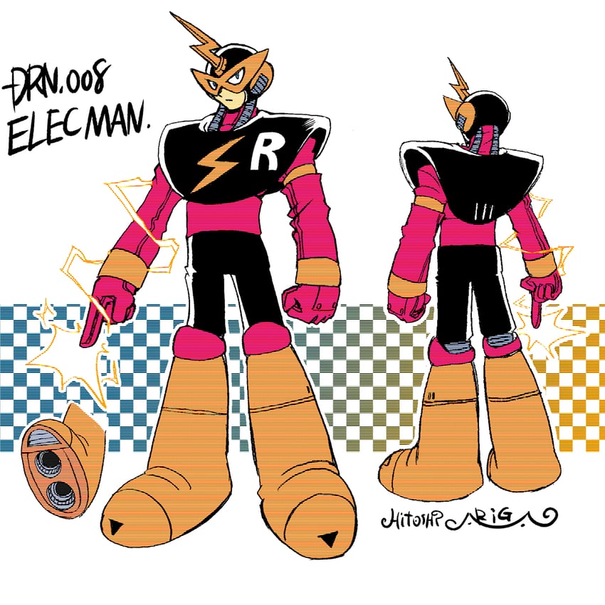 elec man (mega man and 2 more) drawn by ariga_hitoshi
