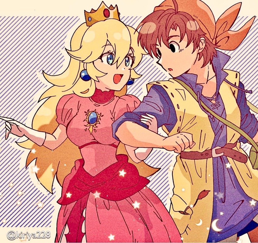 princess peach and hero (mario and 3 more) drawn by kiriya_(552260)