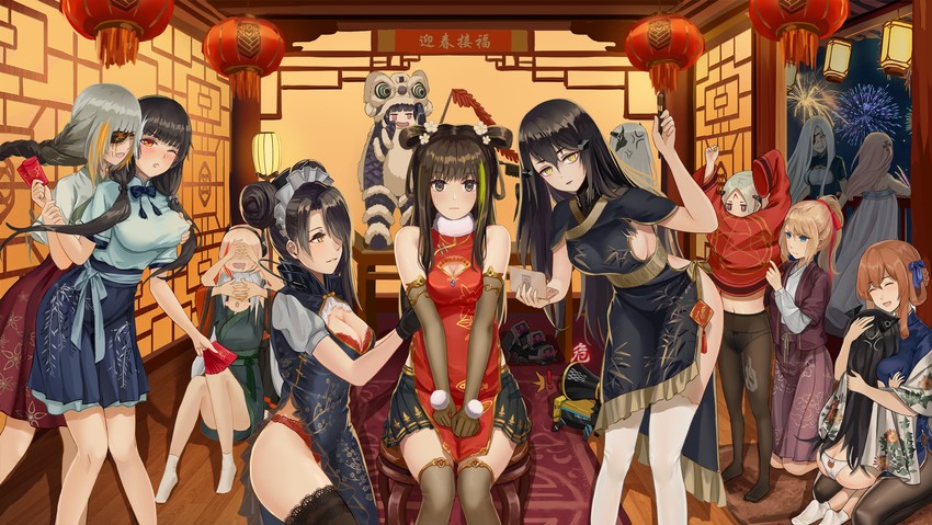 springfield, m4a1, m4 sopmod ii, st ar-15, ro635, and 12 more (girls' frontline) drawn by moran_(pixiv27824646)
