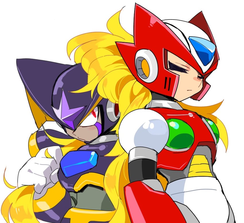 zero and bass (mega man and 1 more) drawn by yuriyuri_(ccc)