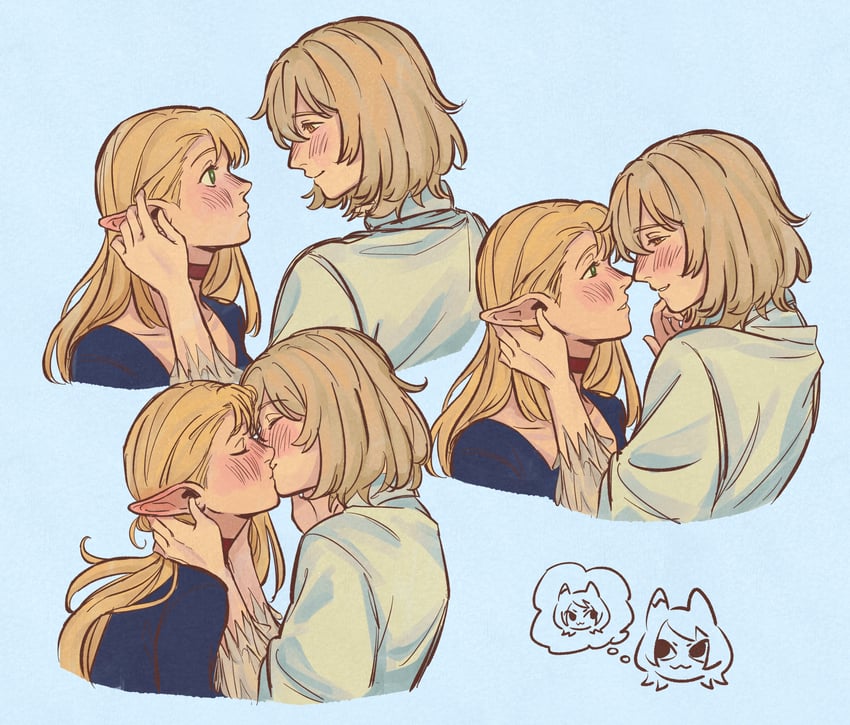 marcille donato, falin touden, and izutsumi (dungeon meshi) drawn by bee_(flakesnpie)