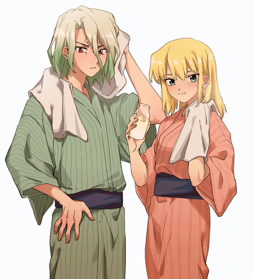 kohaku and ishigami senkuu (dr. stone) drawn by izumi_whale