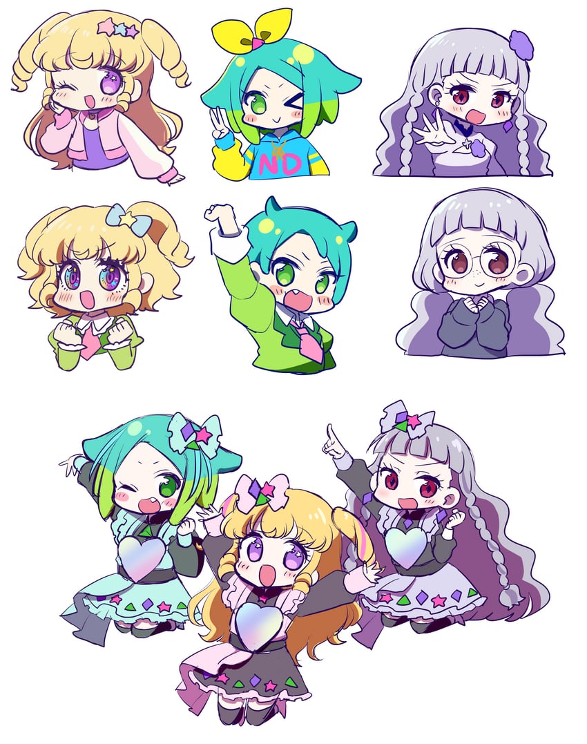 yumekawa yui, nijiiro nino, koda michiru, and miichiru (pretty series and 2 more) drawn by koyoshi_yoko