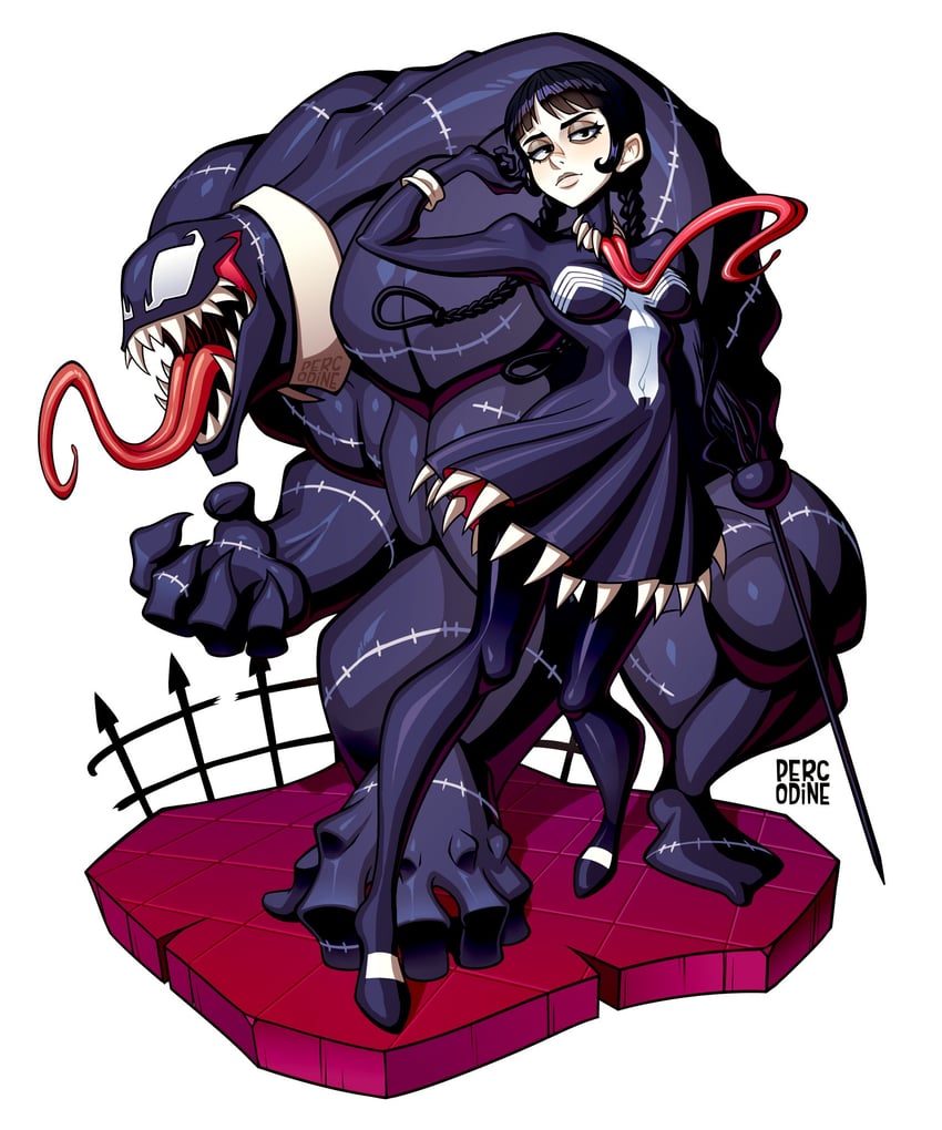 venom and wednesday addams (marvel and 2 more) drawn by percodine