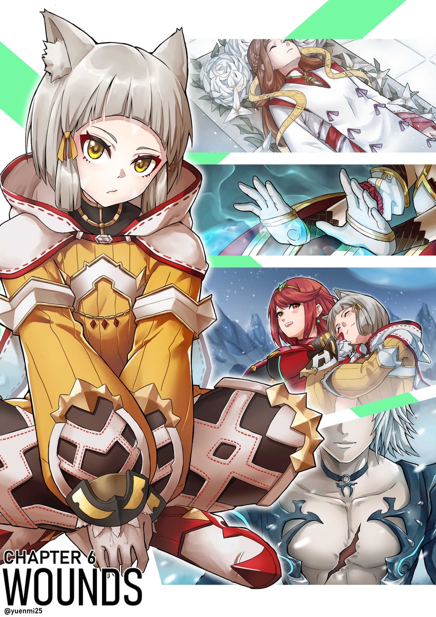 pyra, nia, jin, and fan la norne (xenoblade chronicles and 1 more) drawn by you_nf