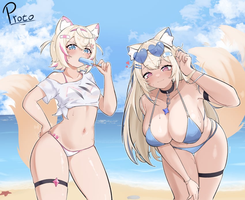 fuwawa abyssgard and mococo abyssgard (hololive and 1 more) drawn by p_protocoll