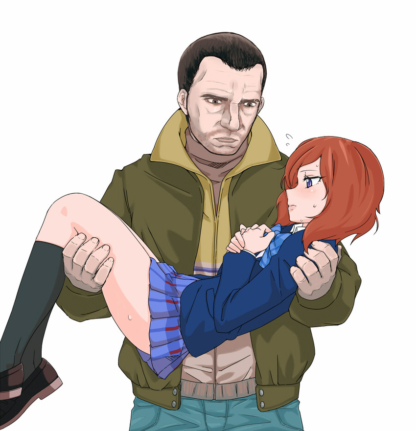 nishikino maki and niko bellic (love live! and 3 more) drawn by kaiyuna